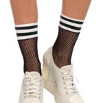 Fishnet athletic anklets 3045 - black-white - o-s