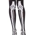 Skeleton Over The Knee Socks 5596 - black-white - o-s