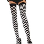 Checkerboard Thigh Highs 6281 - black-white - o-s