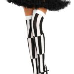 Woven illusion thigh high 6340 - black-white - o-s