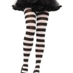 Wide Stripe Opaque Tights 7110 - black-white - o-s