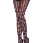 Spandex houndstooth pantyhose 7946 - grey - o-s