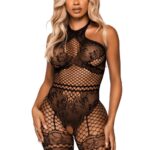 Net halter bodystocking 89291 - black - o-s